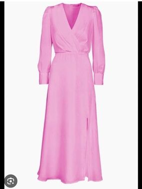 Adeline Rae Pink Long Sleeve V-Neck Wrap Maxi Dress